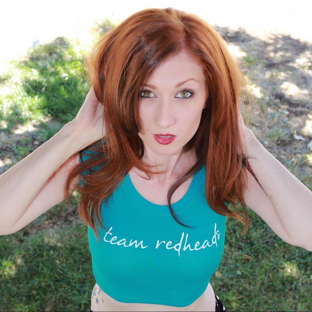 Teal team redheads crop top